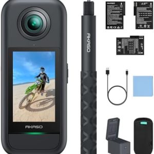 AKASO 360 クリエイターコンボ版 360度カメラ-アクションカメラ 5.7K360度動画 72MP360度写真 新型1/2インチ48MPセンサー 360度水平維持 360° スーパースムース 安定化機能 AI編集 見えない自撮り棒 2.29" タッチスクリーン 長時間バッテリー