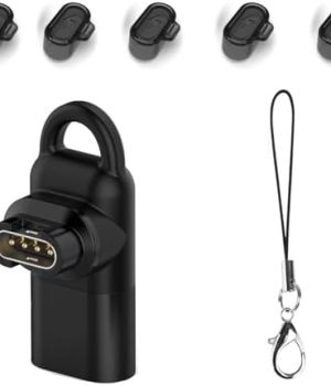 変換アダプター アダプター*1個+防塵プラグ 充電ポート用*5個+紛失防止ストラップ *1個 USB Type C 変換アダプター スマートウォッチ 充電ケーブル 急速充電器適合Venu 3 / Approach s70 / Forerunner 165/265 / vivosactive5 / Venu Sq2 / Fenixシリーズなど汎用
